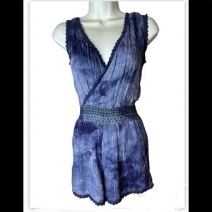 wear crescent blue tie dye romper sleeveless